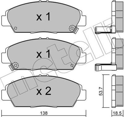 Metelli 22-0172-0 - Комплект спирачно феродо, дискови спирачки vvparts.bg