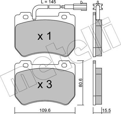 Metelli 22-0848-0 - Комплект спирачно феродо, дискови спирачки vvparts.bg