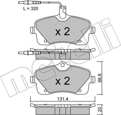 Metelli 22-0853-0 - Комплект спирачно феродо, дискови спирачки vvparts.bg