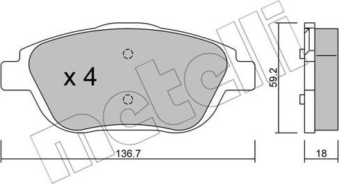 Metelli 22-0852-0 - Комплект спирачно феродо, дискови спирачки vvparts.bg