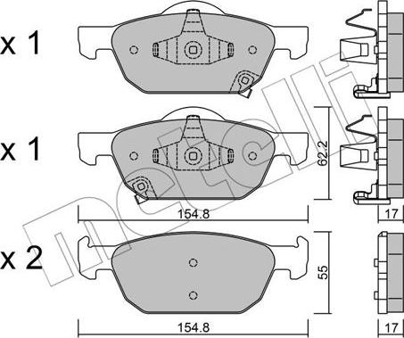 Metelli 22-0866-0 - Комплект спирачно феродо, дискови спирачки vvparts.bg