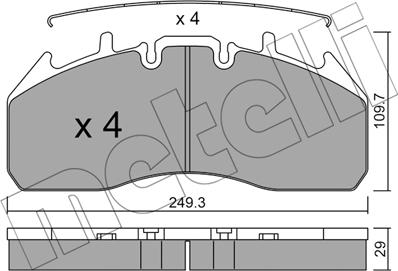 Metelli 22-0809-0 - Комплект спирачно феродо, дискови спирачки vvparts.bg