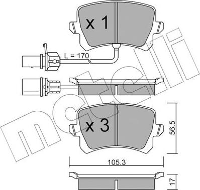 Metelli 22-0806-1 - Комплект спирачно феродо, дискови спирачки vvparts.bg