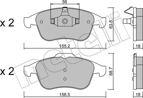 Metelli 22-0803-1 - Комплект спирачно феродо, дискови спирачки vvparts.bg