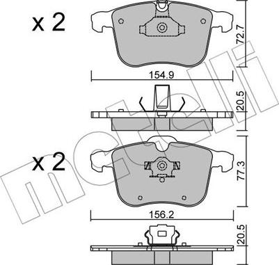 Metelli 22-0813-0 - Комплект спирачно феродо, дискови спирачки vvparts.bg