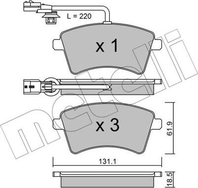 Metelli 22-0812-1 - Комплект спирачно феродо, дискови спирачки vvparts.bg