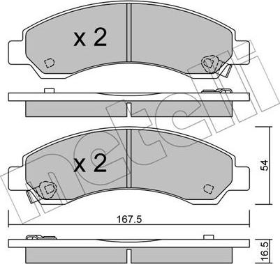 Metelli 22-0888-0 - Комплект спирачно феродо, дискови спирачки vvparts.bg