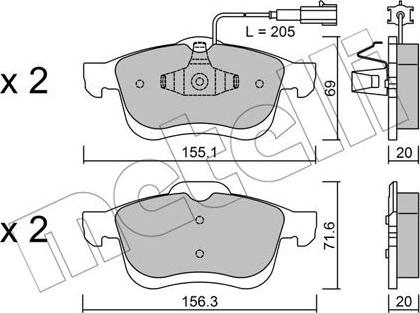 Metelli 22-0824-1 - Комплект спирачно феродо, дискови спирачки vvparts.bg