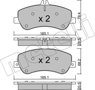 Metelli 22-0825-0 - Комплект спирачно феродо, дискови спирачки vvparts.bg