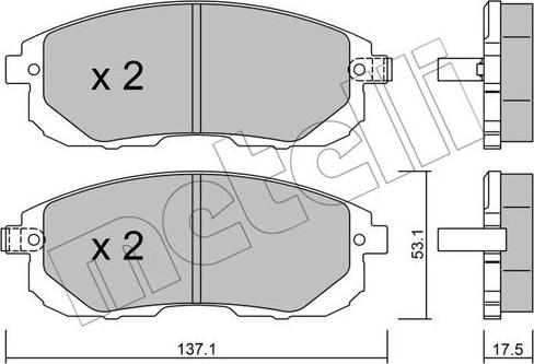 Metelli 22-0876-1 - Комплект спирачно феродо, дискови спирачки vvparts.bg