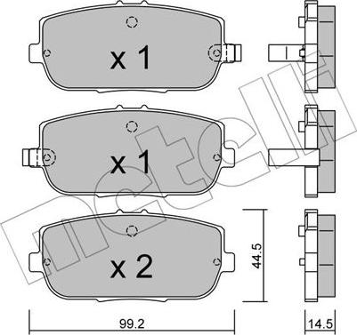 Metelli 22-0871-0 - Комплект спирачно феродо, дискови спирачки vvparts.bg