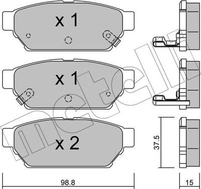 Metelli 22-0396-0 - Комплект спирачно феродо, дискови спирачки vvparts.bg