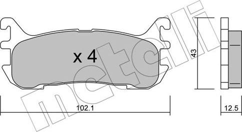 Metelli 22-0393-0 - Комплект спирачно феродо, дискови спирачки vvparts.bg