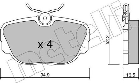 Metelli 22-0351-0 - Комплект спирачно феродо, дискови спирачки vvparts.bg