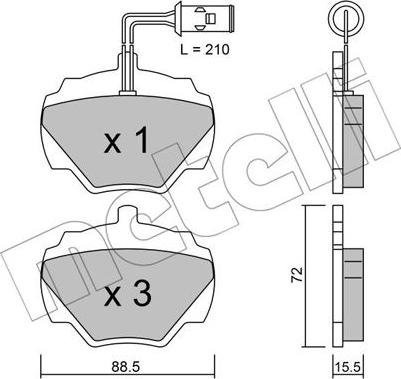 Metelli 22-0353-1 - Комплект спирачно феродо, дискови спирачки vvparts.bg
