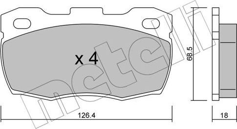 Metelli 22-0352-0 - Комплект спирачно феродо, дискови спирачки vvparts.bg