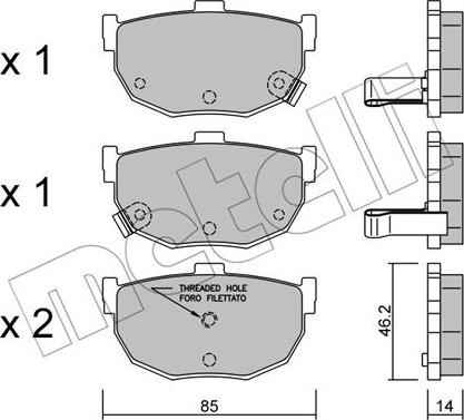 Metelli 22-0362-1 - Комплект спирачно феродо, дискови спирачки vvparts.bg