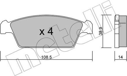 Metelli 22-0367-0 - Комплект спирачно феродо, дискови спирачки vvparts.bg