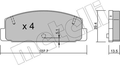 Metelli 22-0302-0 - Комплект спирачно феродо, дискови спирачки vvparts.bg