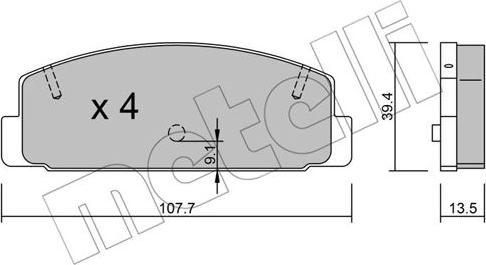 Metelli 22-0302-1 - Комплект спирачно феродо, дискови спирачки vvparts.bg