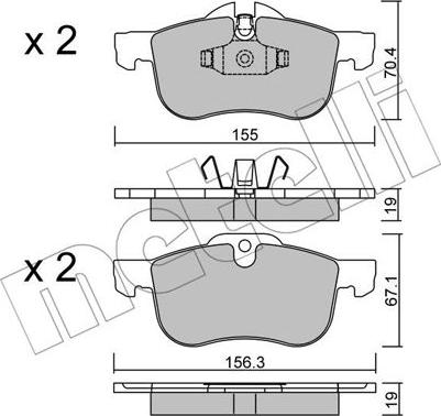 Metelli 22-0307-0 - Комплект спирачно феродо, дискови спирачки vvparts.bg