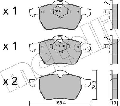 Metelli 22-0314-1 - Комплект спирачно феродо, дискови спирачки vvparts.bg
