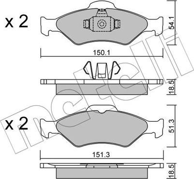 Metelli 22-0315-0 - Комплект спирачно феродо, дискови спирачки vvparts.bg