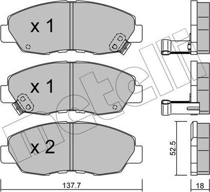 Metelli 22-0384-0 - Комплект спирачно феродо, дискови спирачки vvparts.bg