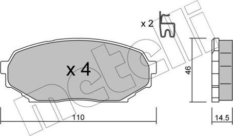 Metelli 22-0388-0 - Комплект спирачно феродо, дискови спирачки vvparts.bg
