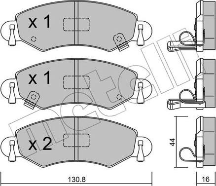 Metelli 22-0339-0 - Комплект спирачно феродо, дискови спирачки vvparts.bg