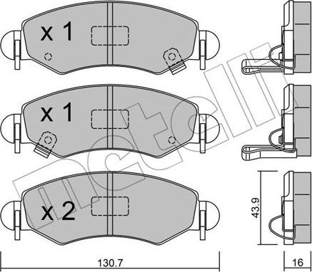 Metelli 22-0339-1 - Комплект спирачно феродо, дискови спирачки vvparts.bg