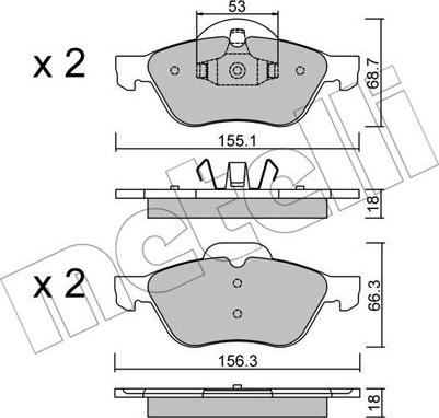 Metelli 22-0335-0 - Комплект спирачно феродо, дискови спирачки vvparts.bg