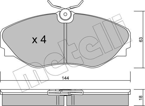 Metelli 22-0338-0 - Комплект спирачно феродо, дискови спирачки vvparts.bg