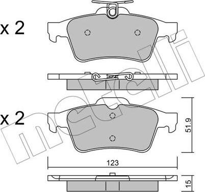 Metelli 22-0337-3 - Комплект спирачно феродо, дискови спирачки vvparts.bg