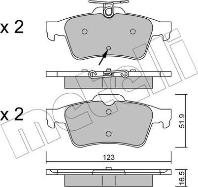 Metelli 22-0337-2 - Комплект спирачно феродо, дискови спирачки vvparts.bg