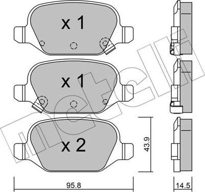 Metelli 22-0324-5 - Комплект спирачно феродо, дискови спирачки vvparts.bg