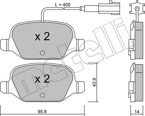 Metelli 22-0324-3 - Комплект спирачно феродо, дискови спирачки vvparts.bg