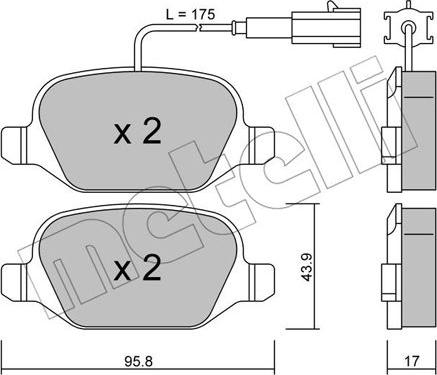 Metelli 22-0323-2 - Комплект спирачно феродо, дискови спирачки vvparts.bg