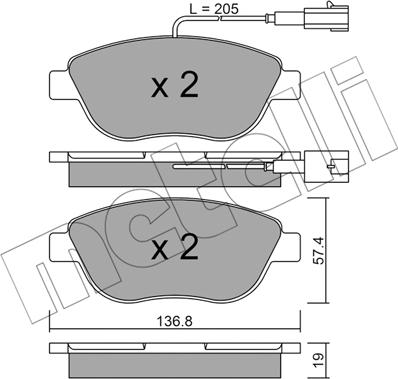 Metelli 22-0322-3 - Комплект спирачно феродо, дискови спирачки vvparts.bg