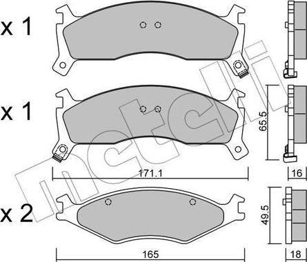 Metelli 22-0375-0 - Комплект спирачно феродо, дискови спирачки vvparts.bg