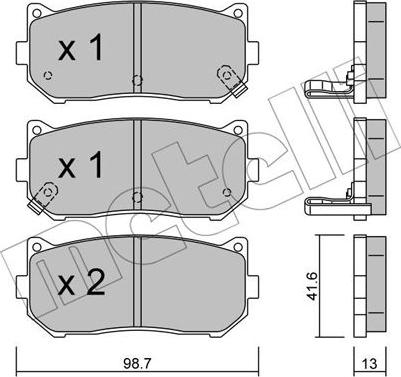 Metelli 22-0372-0 - Комплект спирачно феродо, дискови спирачки vvparts.bg