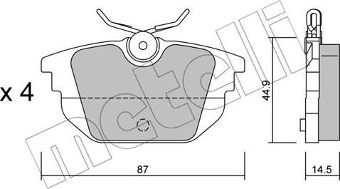 Metelli 22-0299-0 - Комплект спирачно феродо, дискови спирачки vvparts.bg