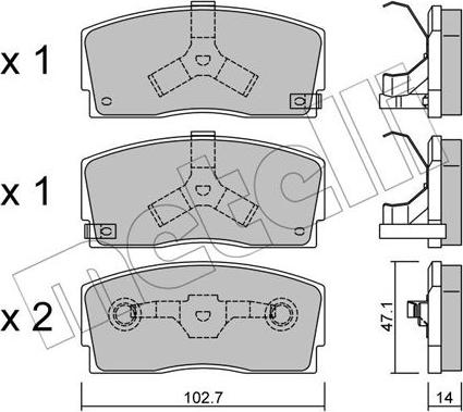 Metelli 22-0240-0 - Комплект спирачно феродо, дискови спирачки vvparts.bg