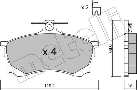 Metelli 22-0250-0 - Комплект спирачно феродо, дискови спирачки vvparts.bg