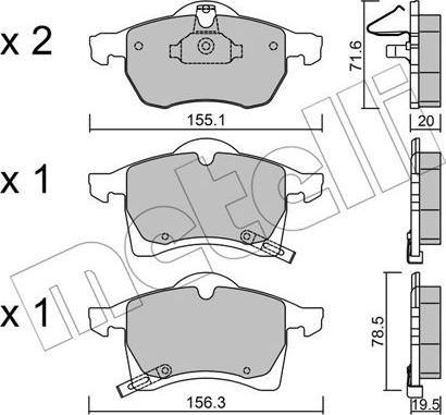 Metelli 22-0258-0 - Комплект спирачно феродо, дискови спирачки vvparts.bg