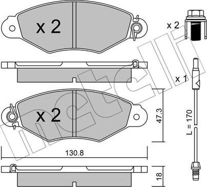 Metelli 22-0253-1 - Комплект спирачно феродо, дискови спирачки vvparts.bg