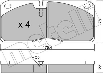 Metelli 22-0269-0 - Комплект спирачно феродо, дискови спирачки vvparts.bg