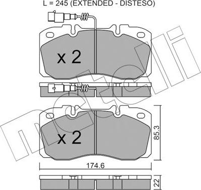 Metelli 22-0268-5 - Комплект спирачно феродо, дискови спирачки vvparts.bg