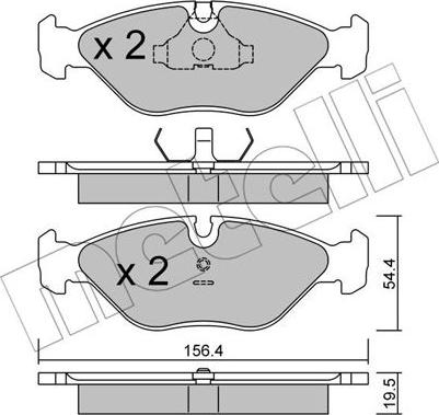 Metelli 22-0209-0 - Комплект спирачно феродо, дискови спирачки vvparts.bg