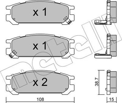 Metelli 22-0204-0 - Комплект спирачно феродо, дискови спирачки vvparts.bg